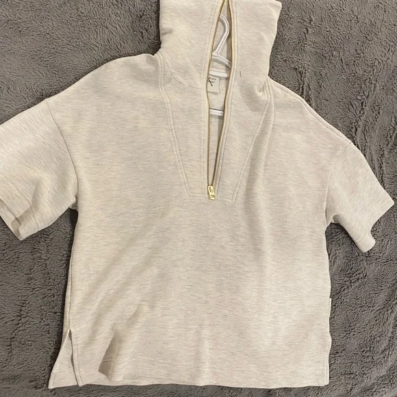 Varley XS Cream Short Sleeve Zip-Up Shirt - Picture 5 of 5